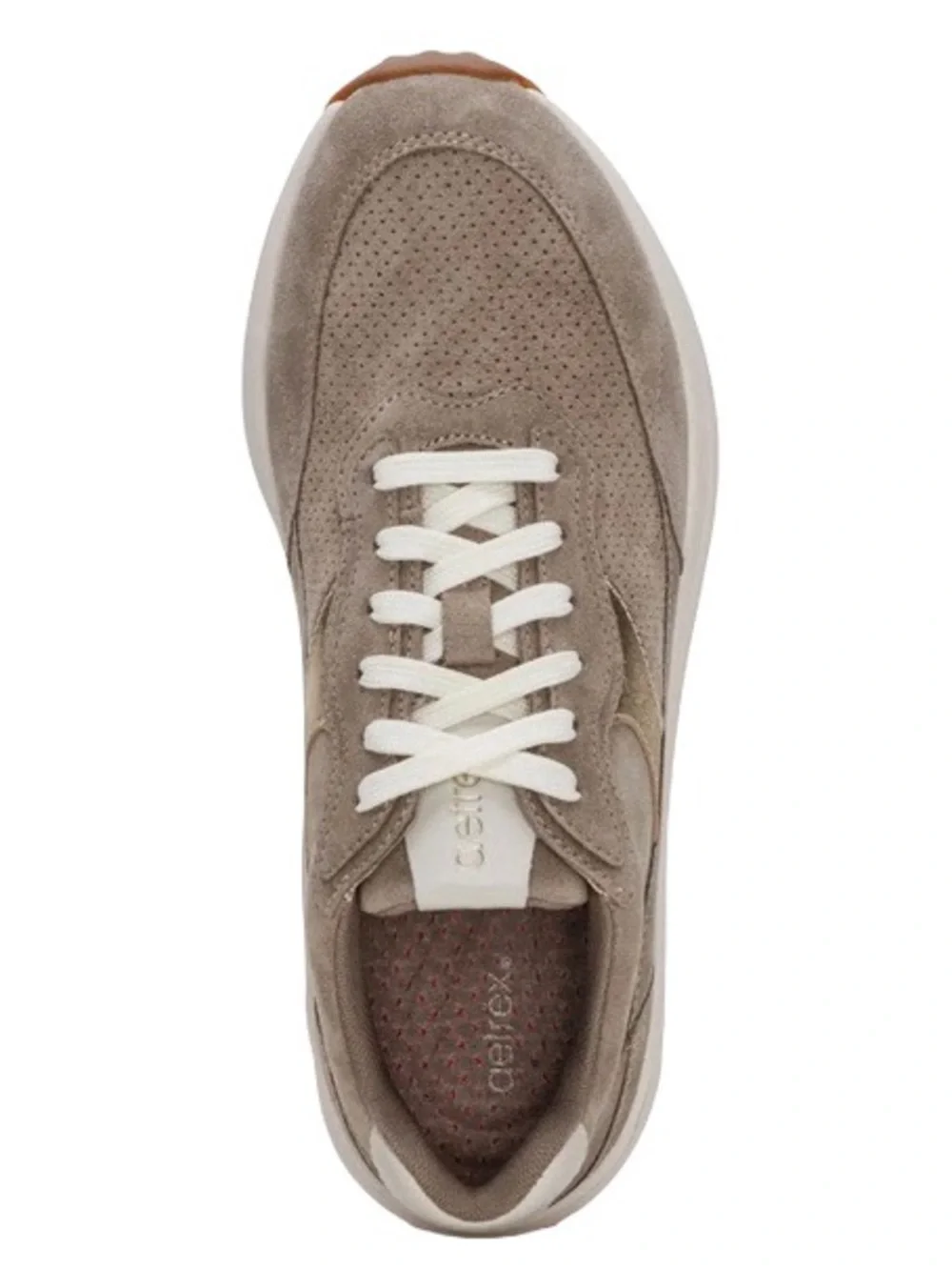 Aetrex Emily Taupe Leather Lace-Up Comfort Sneakers EU 38 US 7.5-8 NWOB